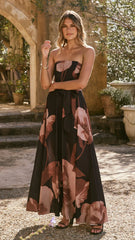 Carson Maxi Dress - Black/Wine Floral