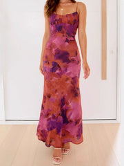 Cutout Printed Cami Maxi Dress
