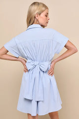 Breeze By Light Blue Tie-Back Mini Dress With Pockets