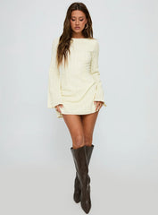 Alfalfa Long Sleeve Mini Dress Cream