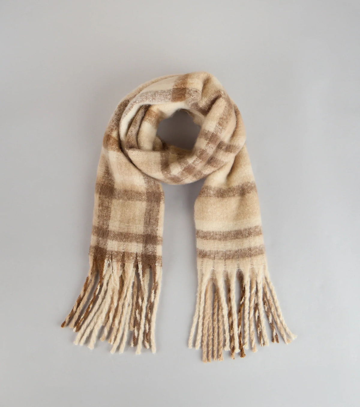 Cozy Check Plaid Knit Scarf