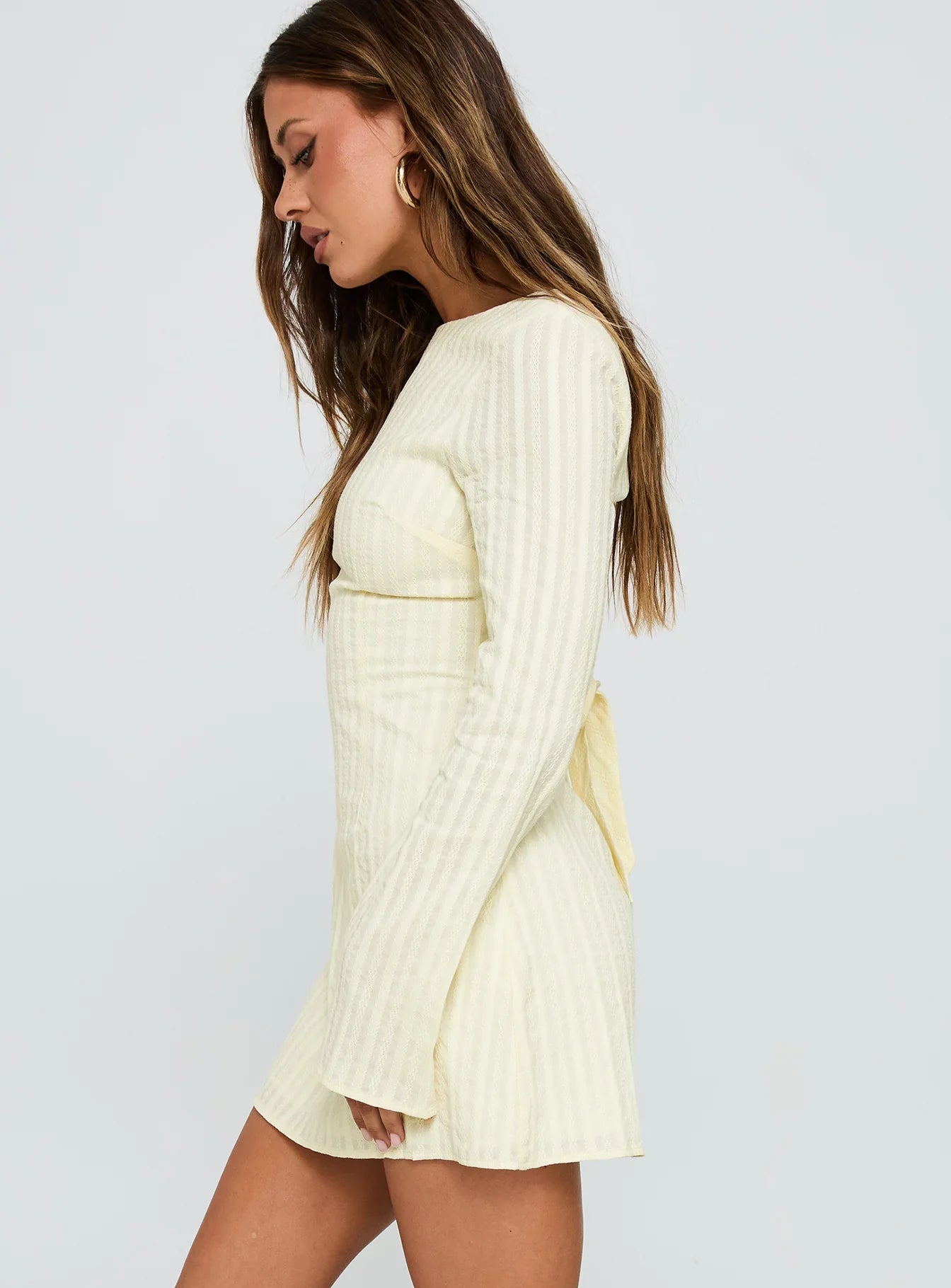 Alfalfa Long Sleeve Mini Dress Cream