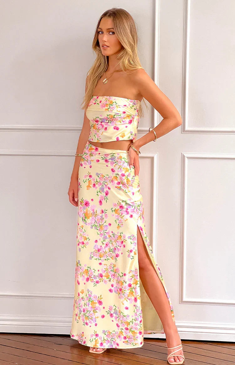 Genevieve Yellow Bloom Maxi Skirt